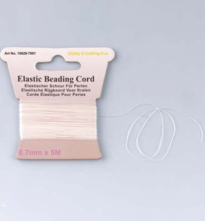 10829-7001 - Hobby Crafting Fun - Elastic beading cord, White, 0.7mmx5m