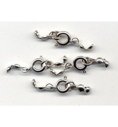 11808-1321 - Hobby Crafting Fun - Spring clasp+d.splitring+calottes, 7mm, Platinum