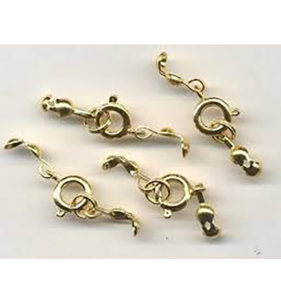 11808-1322 - Hobby Crafting Fun - Spring clasp+d.splitring+calottes, 7mm, Gilt