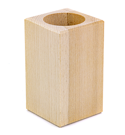 SL204C-10cm - Kippers - Photophore carré en bois de hêtre
