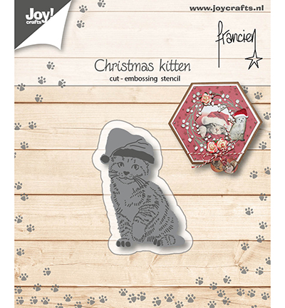 6002/1150 - Joy!Crafts - Cut- embosstencil - Christmas Kitten by Francien