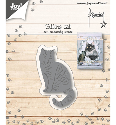 6002/1151 - Joy!Crafts - Cut-embosstencil - Sitting cat by Francien