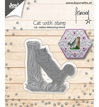 6002/1152 - Joy!Crafts - Cut-embos-debosstencil - Cat by Francien with stump