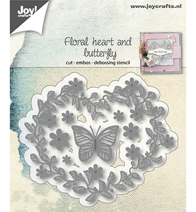 6002/1172 - Joy!Crafts - Snij-embos-debosstencil - Bloemenhart en vlinder
