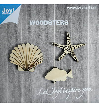 6320/0003 - Joy!Crafts - Houten figuren - Zeester- schelp- vis