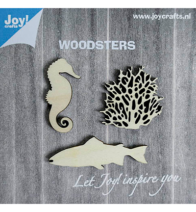 6320/0004 - Joy!Crafts - Holzfiguren - Seepferdchen - Koralle - Großer Fisch
