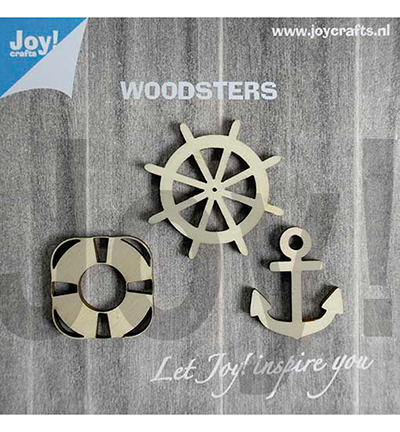 6320/0005 - Joy!Crafts - Figuren hout: anker - reddingsboei - stuurwiel