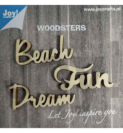 6320/0008 - Joy!Crafts - Woorden hout: Dream - Beach - Fun