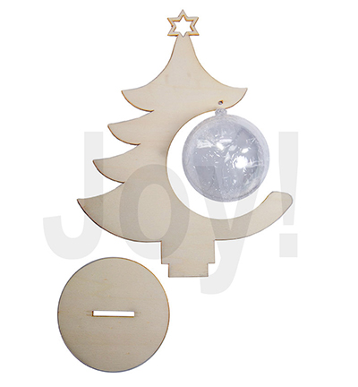 6320/0009 - Joy!Crafts - Houten kerstboom met transparante bal 8 cm