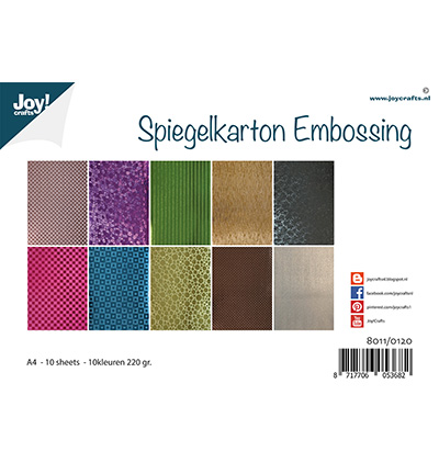 8011/0120 - Joy!Crafts - Carton miroir Embossing - 10 designs - 10 couleurs