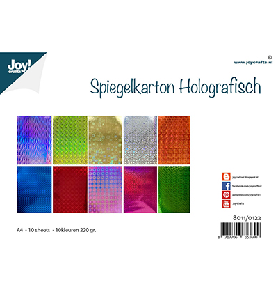 8011/0122 - Joy!Crafts - Papier cartonné miroir Holografique - 10 motifs-10 couleurs