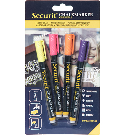 BL-SMA100-V4-TRO - Securit - Chalkmarker Colors, yellow, pink, orange, violet