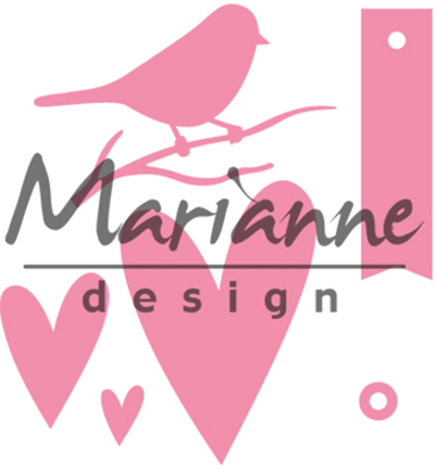 COL1443 - Marianne Design - Giftwrapping - Karins bird, hearts & tag