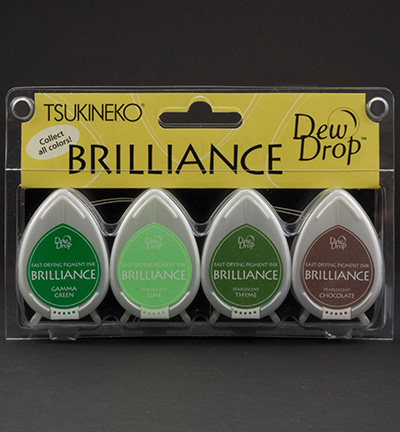 Tsukineko, Brilliance, Dew Drop Ink Pads, 4 pack, Tree House