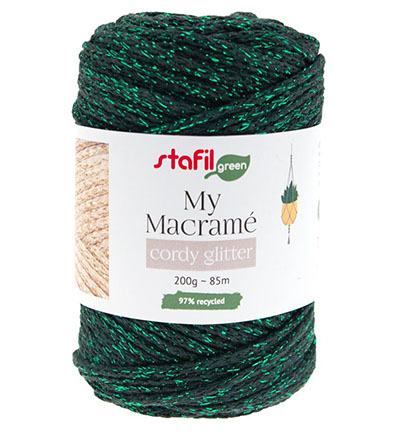 108064-14 - Stafil - Macrame Cordy Glitter, Dark Green