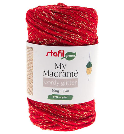 108064-22 - Stafil - Macrame Cordy Glitter, Red