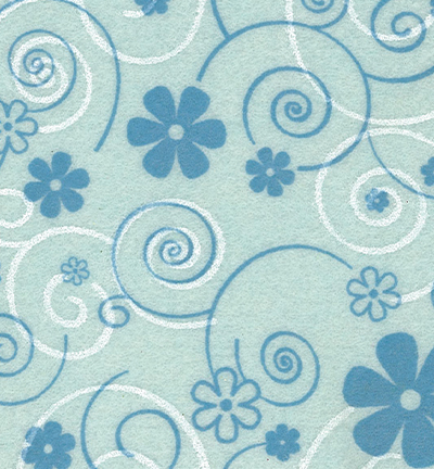 250130-16 - Stafil - Felt curly flowers, L. Blue/Blue+White