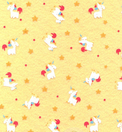 250138-56 - Stafil - Felt unicorn, Pastel Yellow/Multicolor