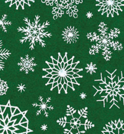 250150-12 - Stafil - Felt snowflakes, Dark Green/White