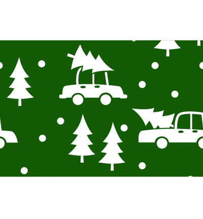 250154-12 - Stafil - Felt Cars & Trees, Dark green/White