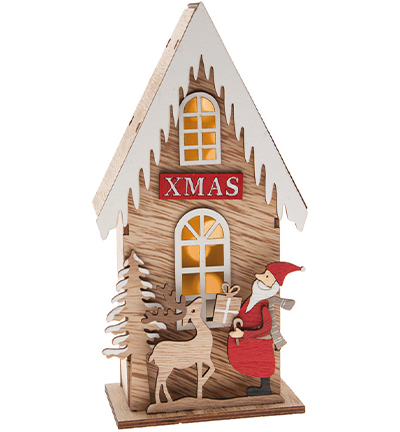 3908-031 - Stafil - DIY Set MDF Houses, with LED, Santa Claus