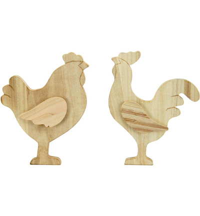 3055-33 - Stafil - Wooden Rooster/Hen