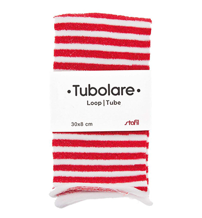 747070-03 - Stafil - Cotton tube, Stripes Glitter Red