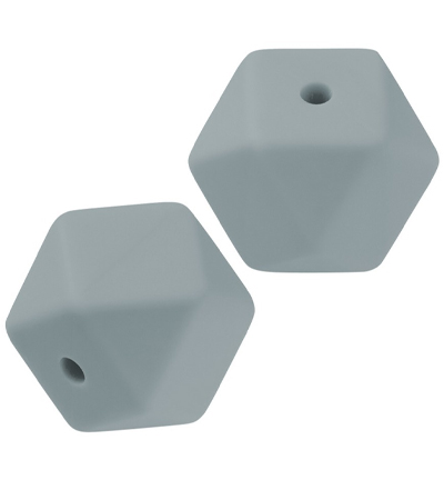 H3264-141 - Stafil - Perle hexagonale en silicone pour cordon tétine, Gris