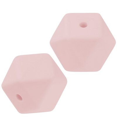 H3264-142 - Stafil - Zeshoekige kraal uit silicoon voor speenketting, Roze