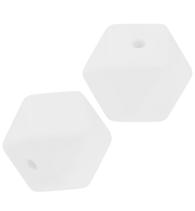 H3264-144 - Stafil - Perle hexagonale en silicone pour cordon tétine, Blanc