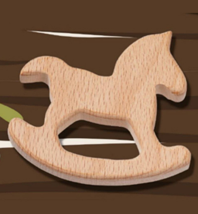 H3265-003 - Stafil - Wooden Rocking Horse for Pacifier Chain, Natural,70mm