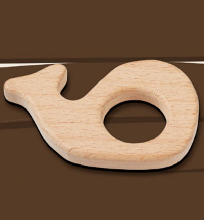 H3265-006 - Stafil - Wooden whale for pacifier chain, Natural,82mm