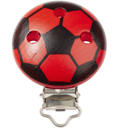 H3260-078 - Stafil - Clip voor speenketting Voetbal, Rood-zwart
