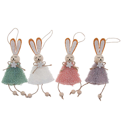 4010-01 - Stafil - Decorations Rabbits to hang assorted