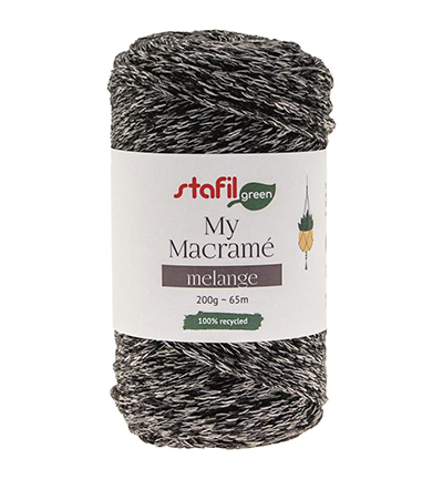 108200-01 - Stafil - Macrame Cordy Melange, Black/grey
