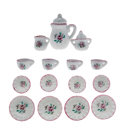 3396-42 - Stafil - Coffee service x4 white/roses