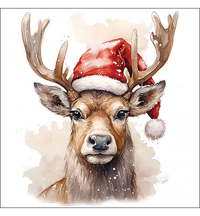 33320280 - Ambiente - Deer with Santa hat white