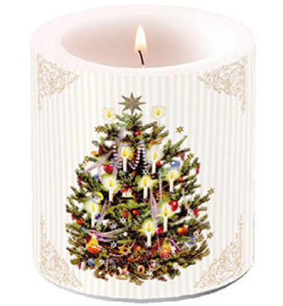 39215345 - Ambiente - Candle Small X-Mas Tree Cream
