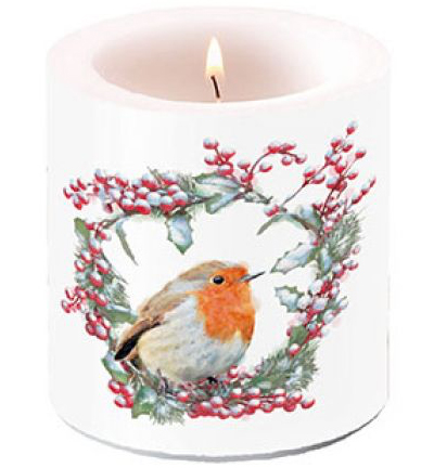 39215535 - Ambiente - Candle Small Robin In Wreath