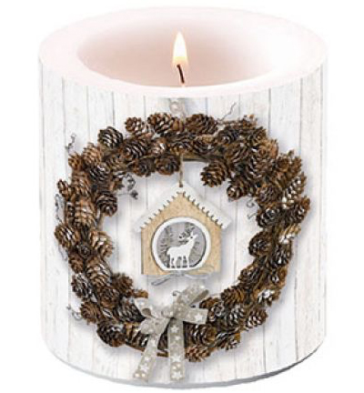 39215650 - Ambiente - Candle Small Pine Cone Wreath