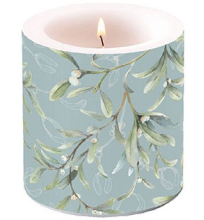 39215685 - Ambiente - Candle Small Mistletoe All Over Green