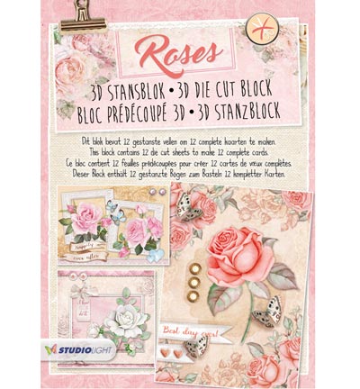 STANSBLOKRO41 - StudioLight - Roses nr.41 - Bloc prédécoupé 3D A4