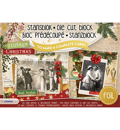 A5STANSBLOKSL14 - StudioLight - Bloc prédécoupé  Die Cut Folie, Vintage Christmas nr.14