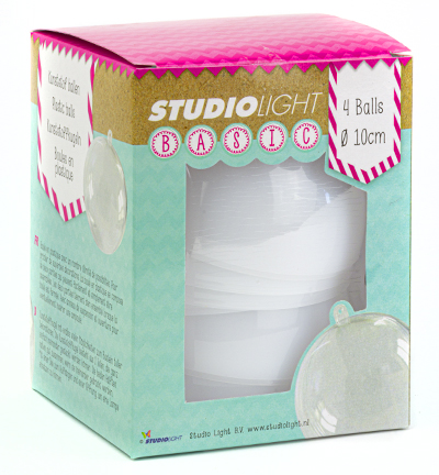 PLASTICBALLS10 - StudioLight - Boules de Noël Platique blanc avec trou pour guirlande