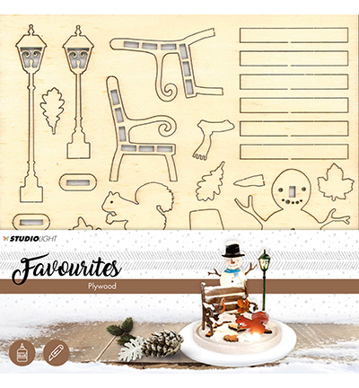 PWSL03 - StudioLight - Plywood Favourites Wooden Snowman Scenery