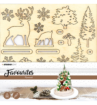 PWSL04 - StudioLight - Plywood Favourites Wooden Christmas Tree Scenery