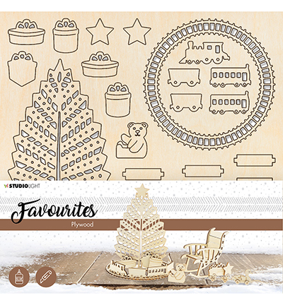 PWSL12 - StudioLight - Plywood Favourites Christmas Tree With Train nr.12