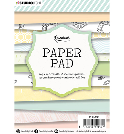 PPSL142 - StudioLight - Paper Pad A6, 36 sheets, 12 patterns nr.142