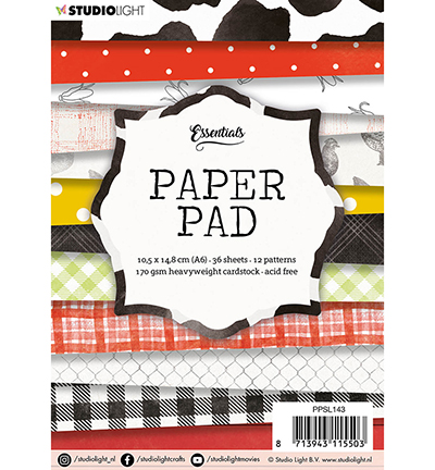 PPSL143 - StudioLight - Paper Pad A6, 36 sheets, 12 patterns nr.143