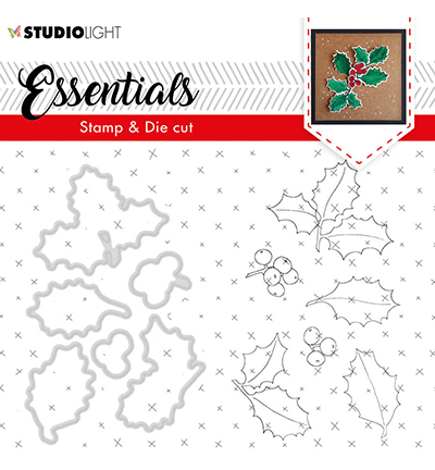 BASICSDC50 - StudioLight - SL Clear Stamp & Die Cut Holly Essentials, nr.50